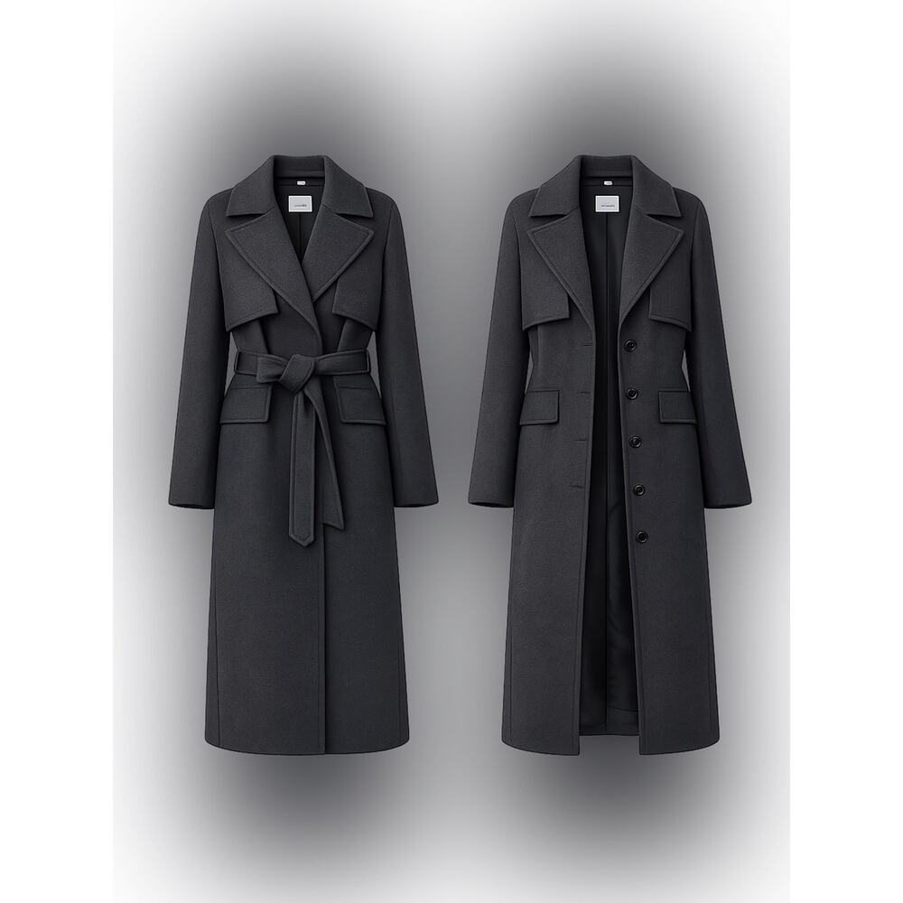 Burberry cashmere and wool Long Charcoal Gray Coat 10 - Picture 2 of 8